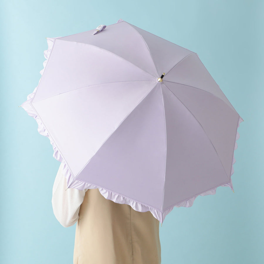 遮光 クラシックフリル 長傘 50cm ベージュ（晴雨兼用）
