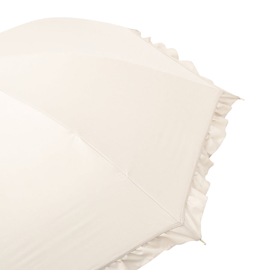 遮光 クラシックフリル 長傘 50cm ベージュ（晴雨兼用）