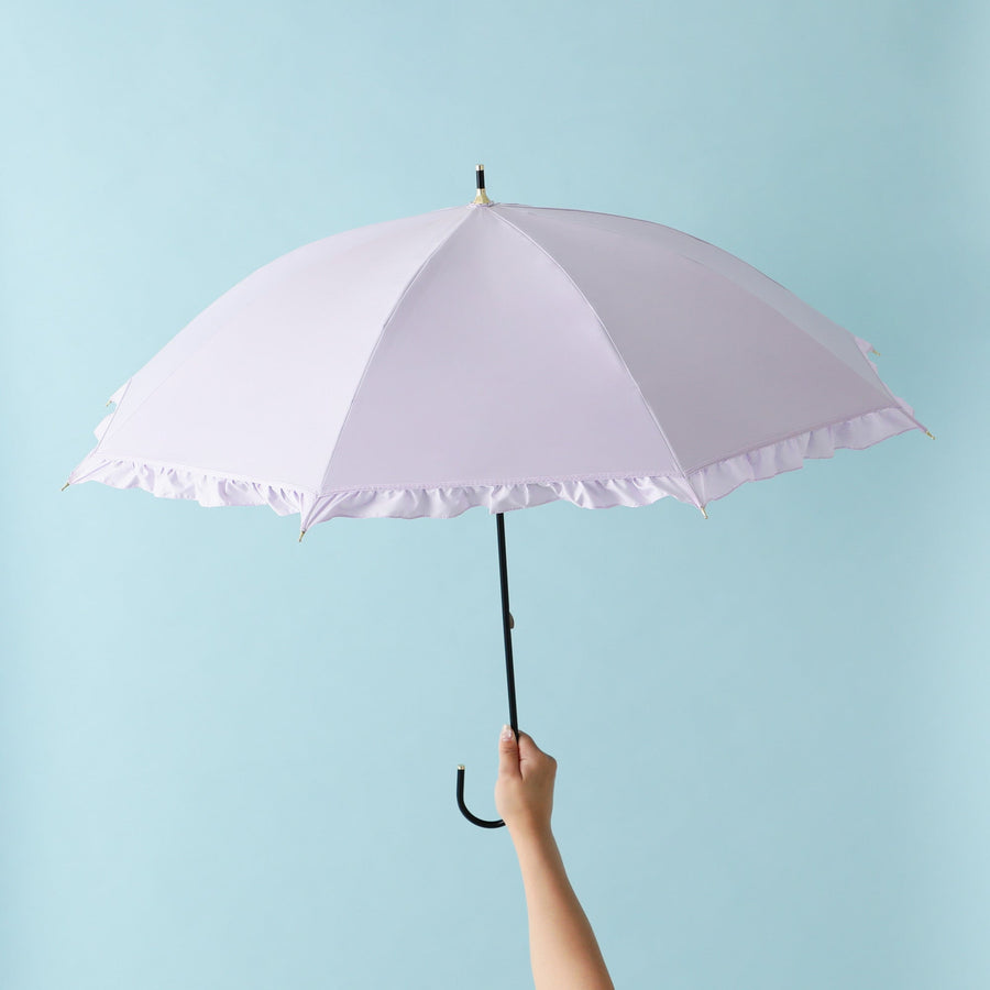 遮光 クラシックフリル 長傘 50cm ラベンダー（晴雨兼用）