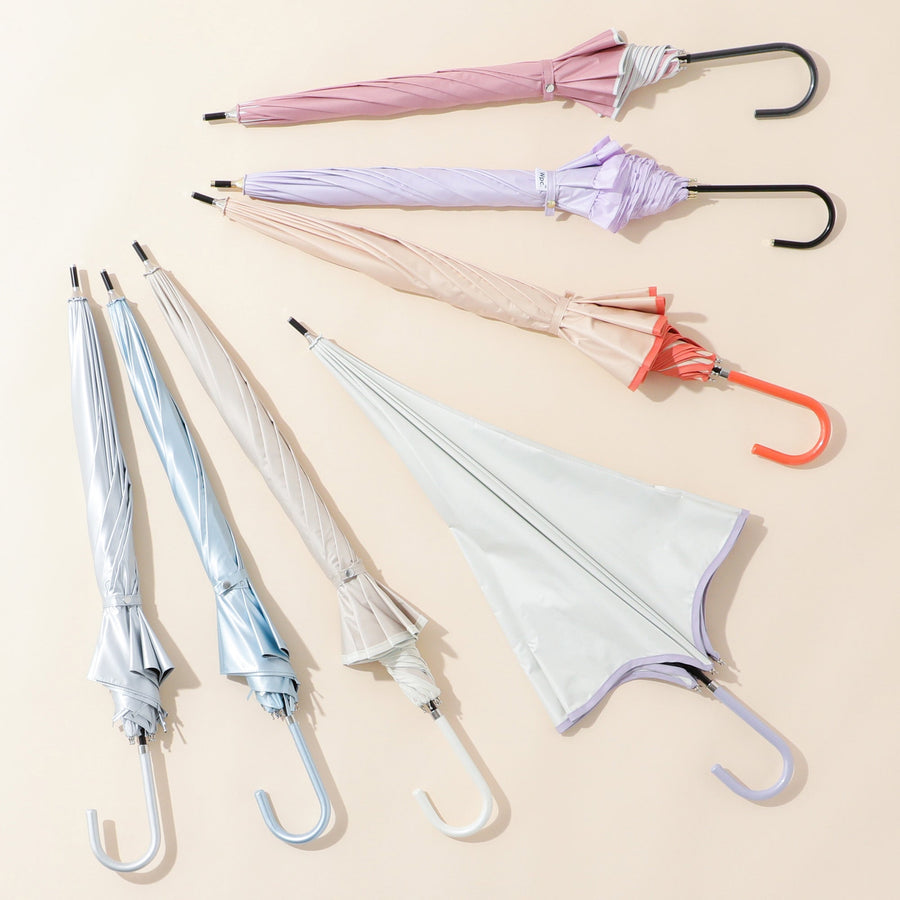 遮光 クラシックフリル 長傘 50cm ラベンダー（晴雨兼用）