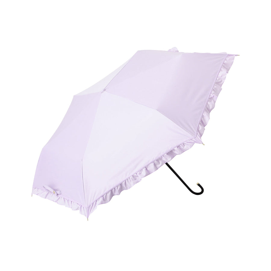 遮光 クラシックフリル 折りたたみ傘 50cm ラベンダー（晴雨兼用）