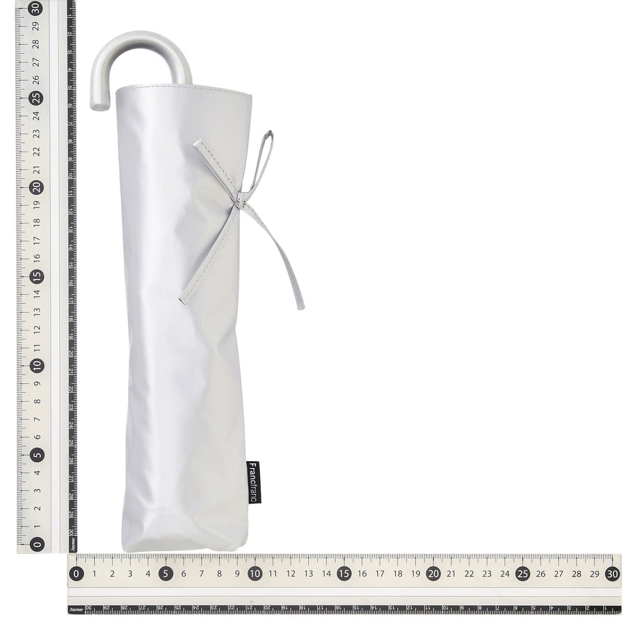 遮光 リボン 折りたたみ傘 50cm シルバー（晴雨兼用）