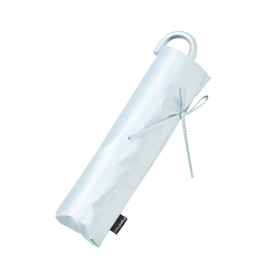 遮光 リボン 折りたたみ傘 50cm ライトブルー（晴雨兼用）