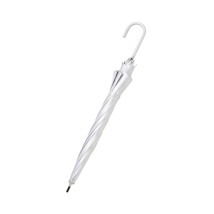 遮光 リボン 長傘 50cm シルバー（晴雨兼用）