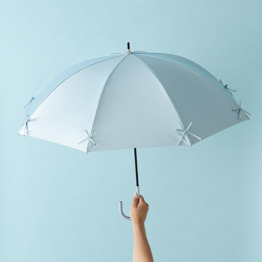 遮光 リボン 長傘 50cm ライトブルー（晴雨兼用）