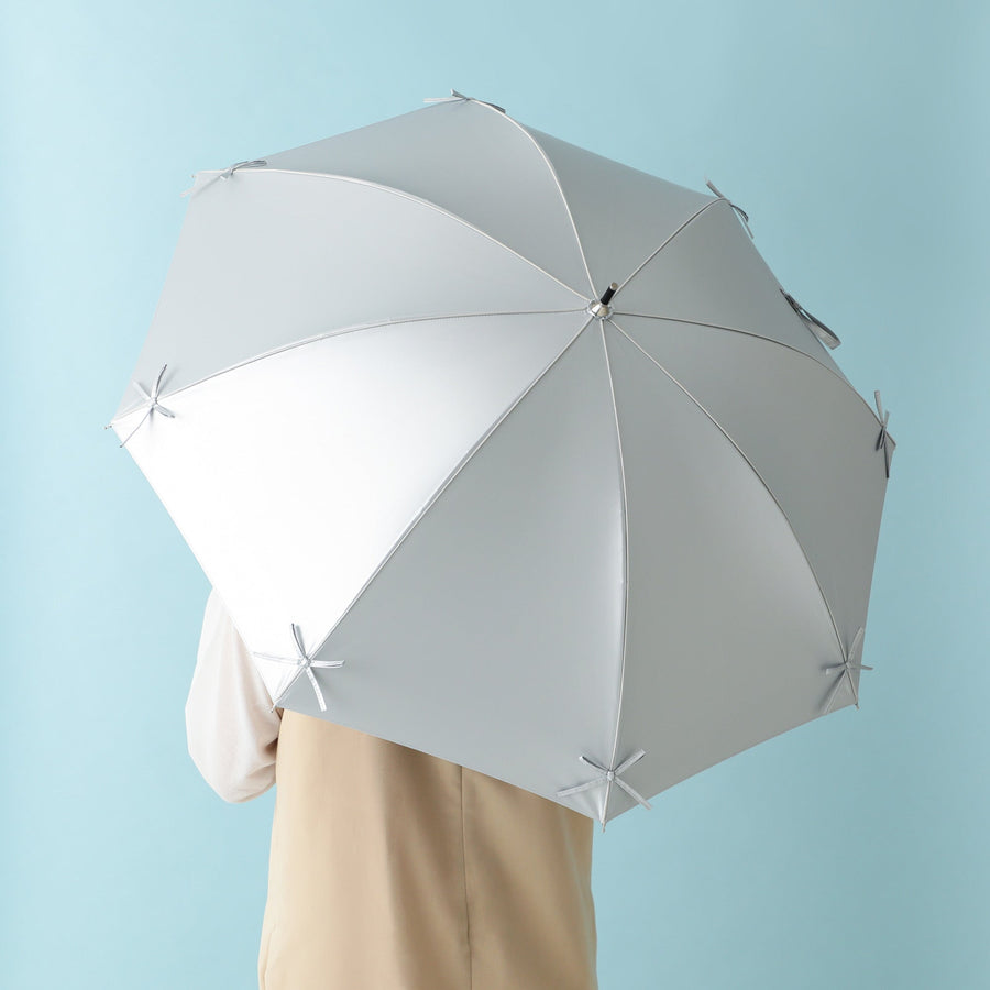 遮光 リボン 長傘 50cm ライトブルー（晴雨兼用）