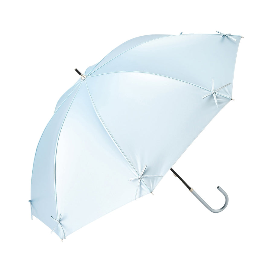 遮光 リボン 長傘 50cm ライトブルー（晴雨兼用）