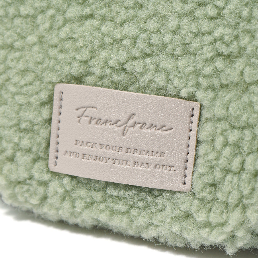 ボア ラウンドポーチ グリーン