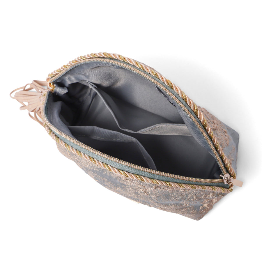 ゴールドマチエール ポーチ S ブルー