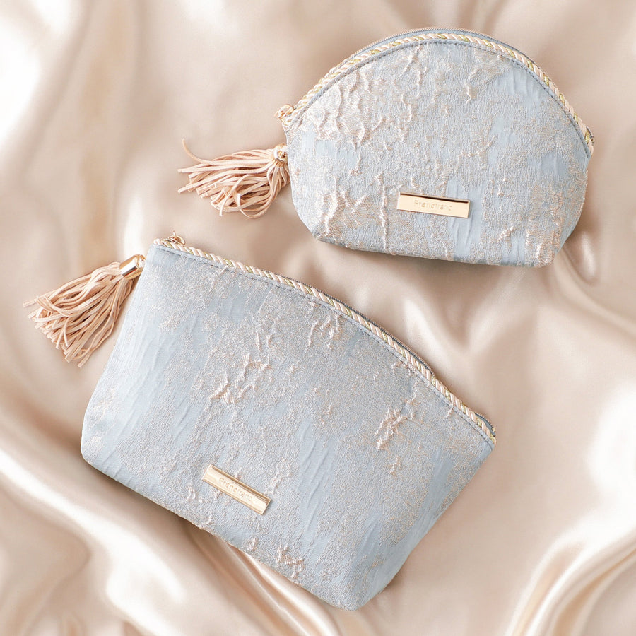 ゴールドマチエール ポーチ L ブルー