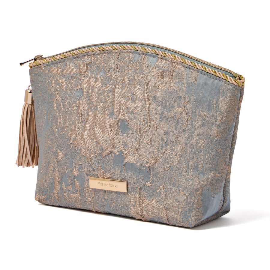 ゴールドマチエール ポーチ L ブルー