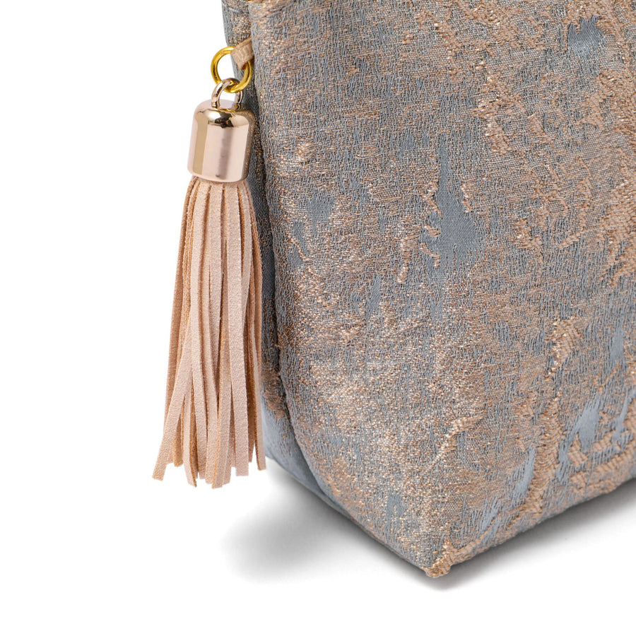 ゴールドマチエール ポーチ L ブルー