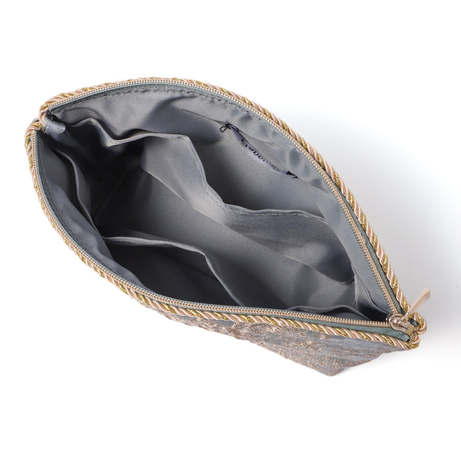 ゴールドマチエール ポーチ L ブルー