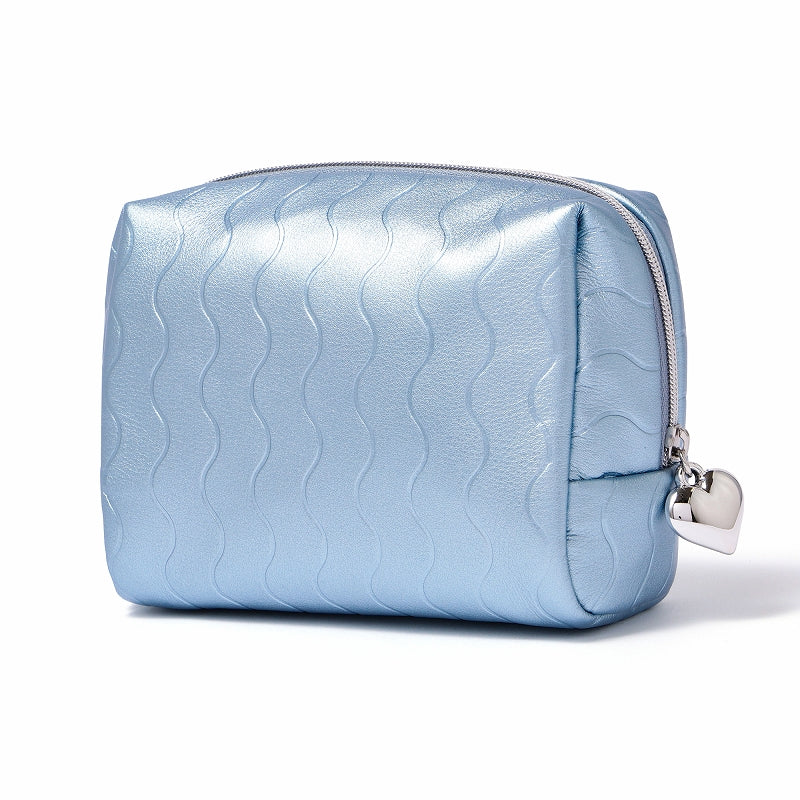 メタリックウェーブ ポーチ S ブルー