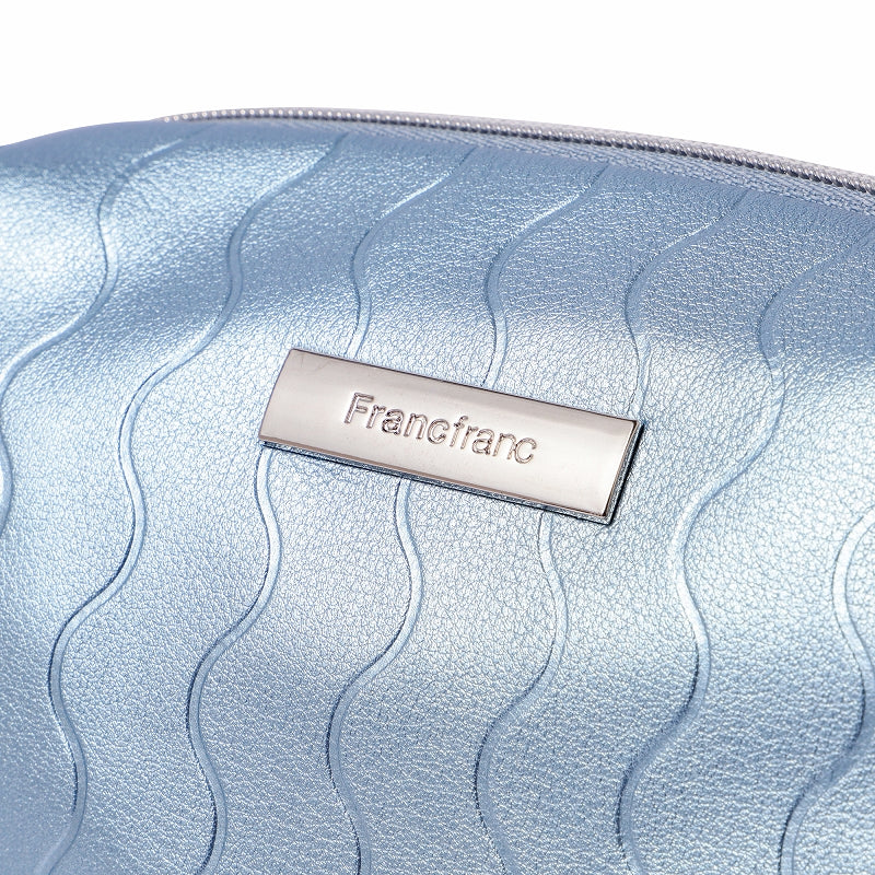 メタリックウェーブ ポーチ S ブルー