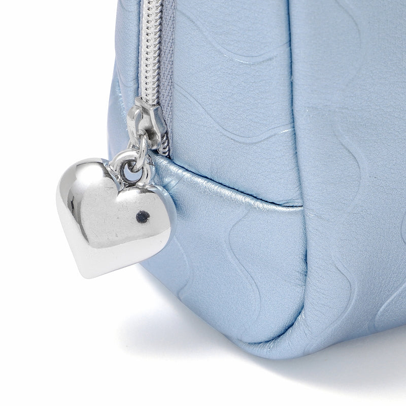 メタリックウェーブ ポーチ S ブルー