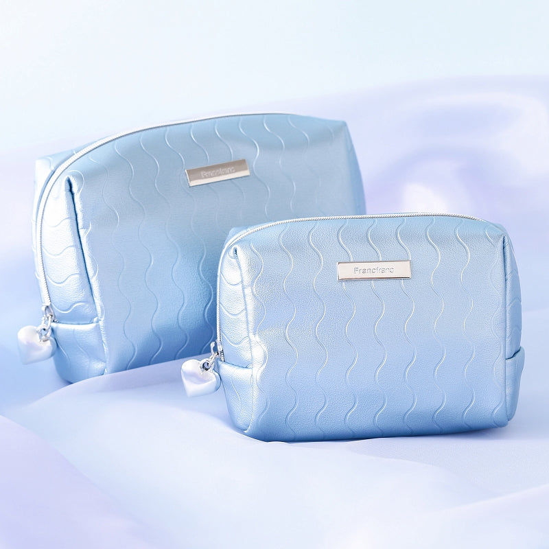 メタリックウェーブ ポーチ S ブルー