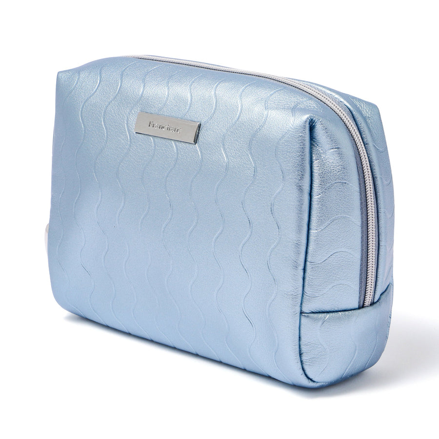 メタリックウェーブ ポーチ L ブルー