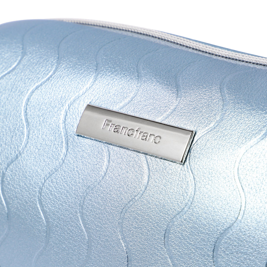 メタリックウェーブ ポーチ L ブルー