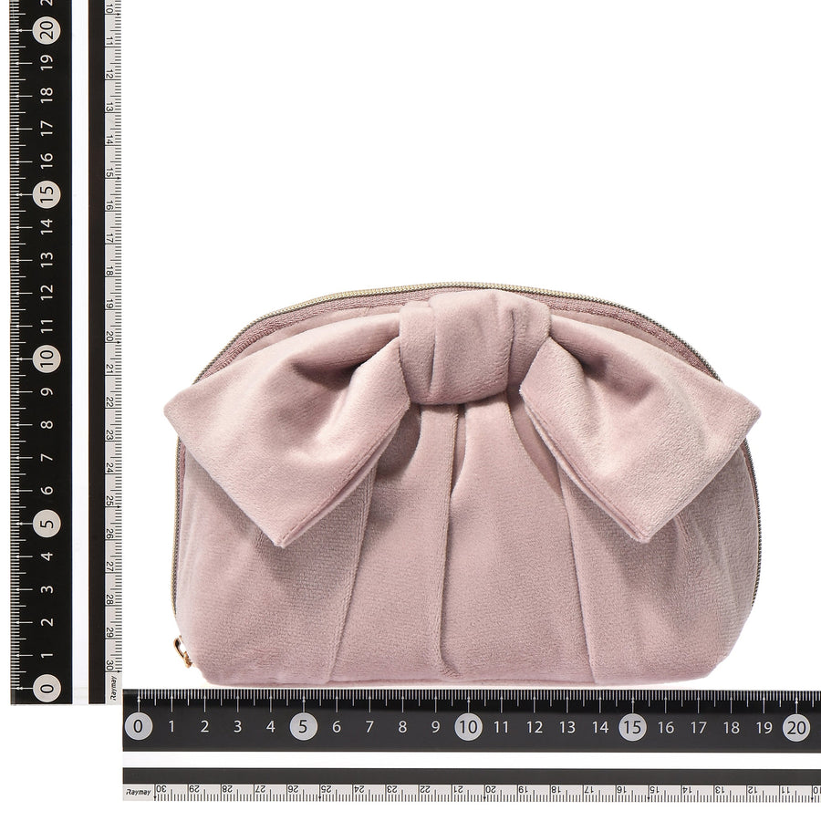 ベロアリボン ポーチ S ピンク