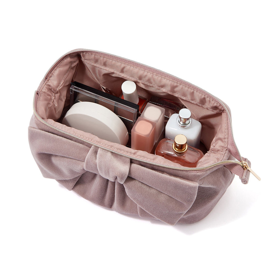 ベロアリボン ワイヤーポーチ ピンク