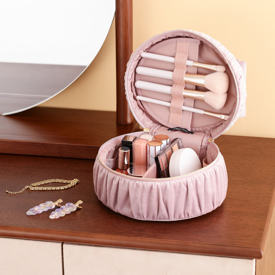 ベロアリボン バニティポーチ S ピンク