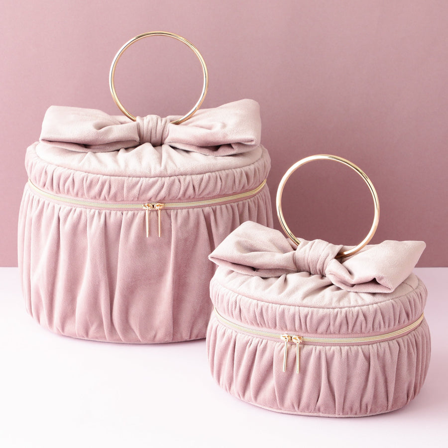 ベロアリボン バニティポーチ S ピンク