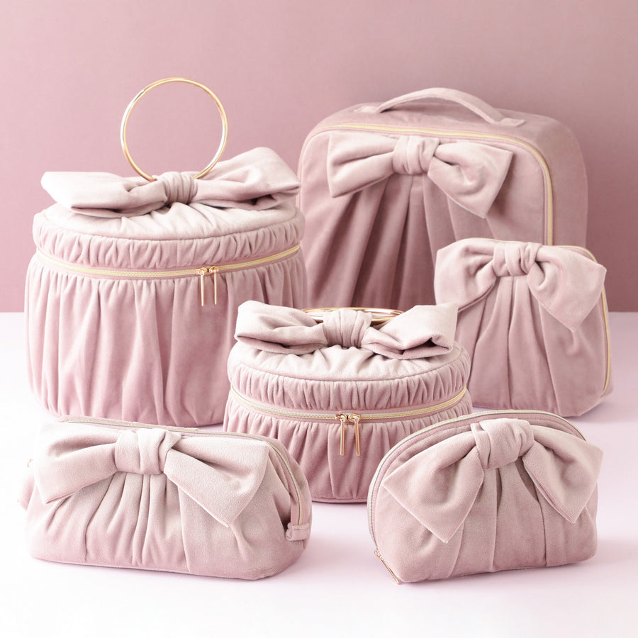 ベロアリボン バニティポーチ L ピンク