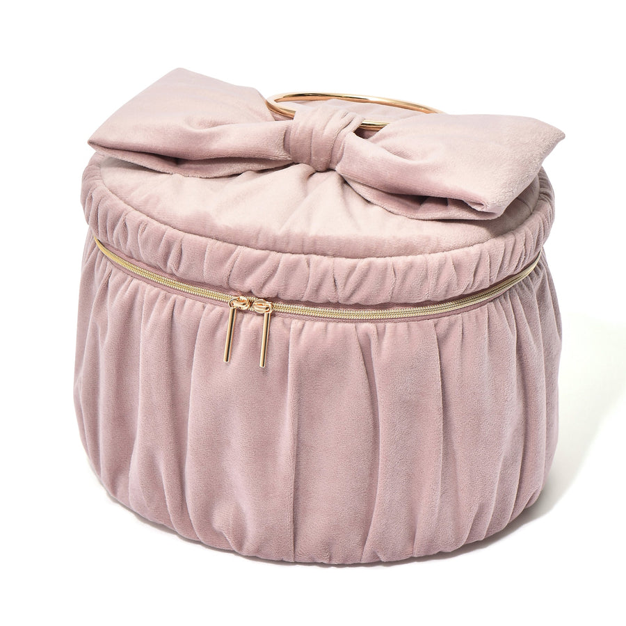 ベロアリボン バニティポーチ L ピンク
