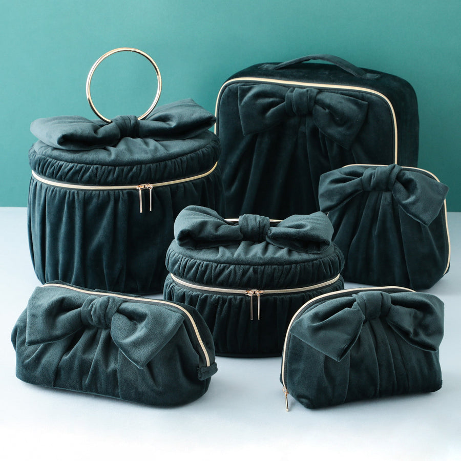 ベロアリボン ポーチ S グリーン