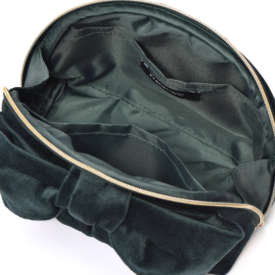 ベロアリボン ポーチ S グリーン