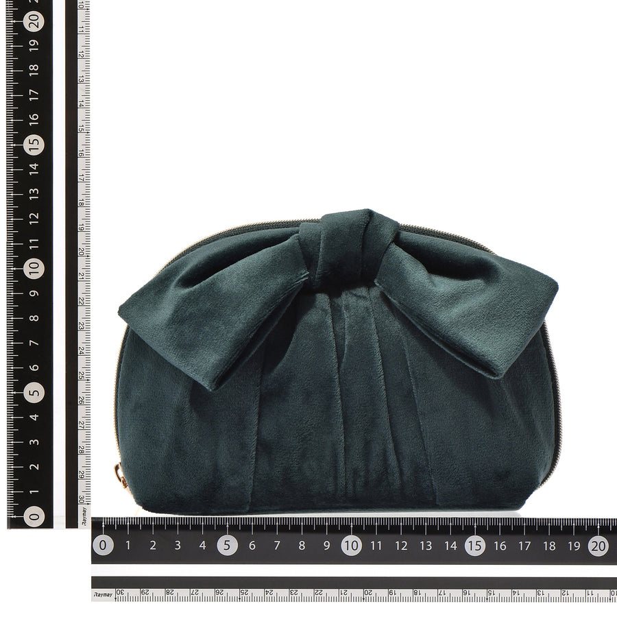 ベロアリボン ポーチ S グリーン