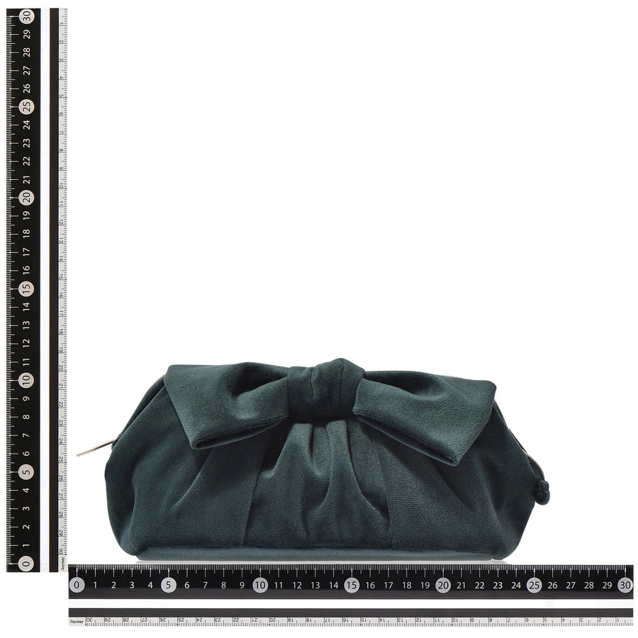 ベロアリボン ワイヤーポーチ グリーン