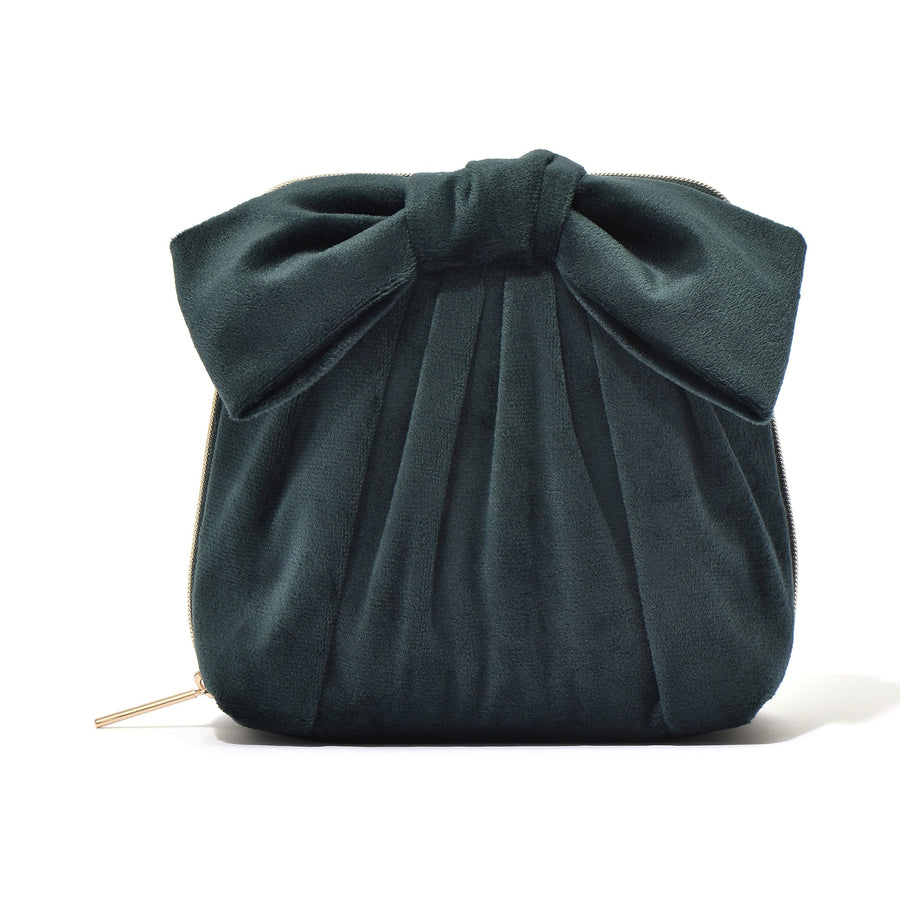 ベロアリボン スタンドポーチ グリーン