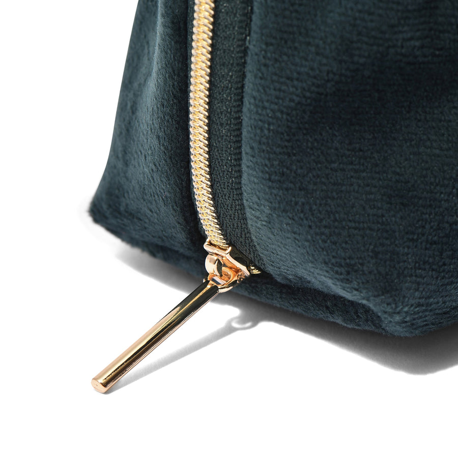 ベロアリボン スタンドポーチ グリーン