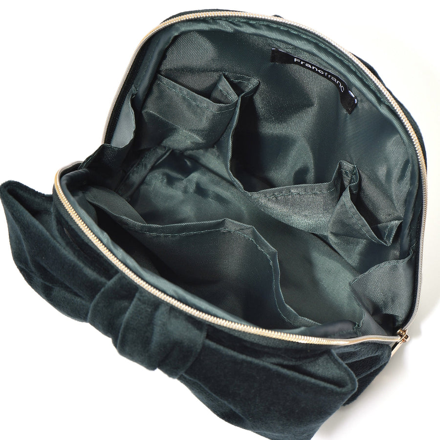 ベロアリボン スタンドポーチ グリーン