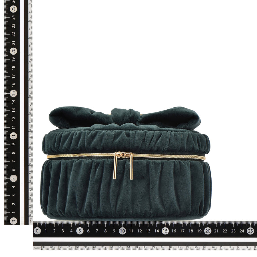 ベロアリボン バニティポーチ S グリーン