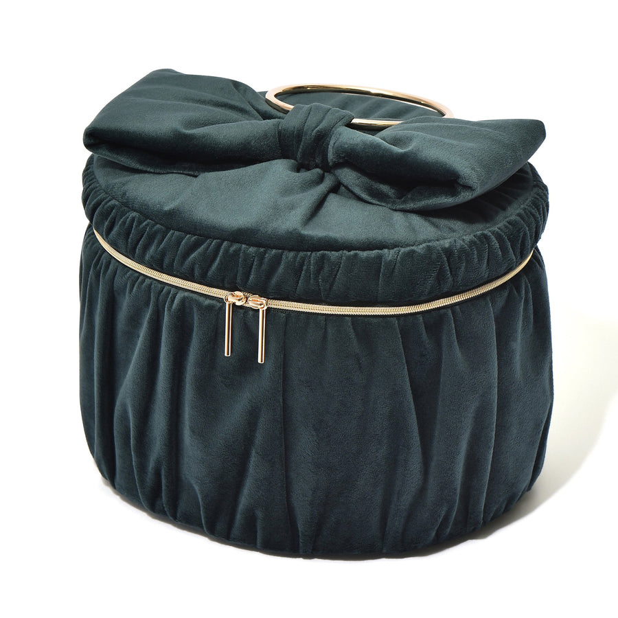 ベロアリボン バニティポーチ L グリーン