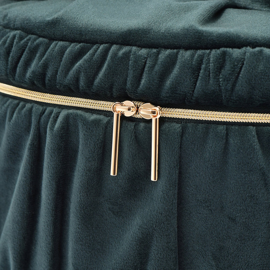 ベロアリボン バニティポーチ L グリーン