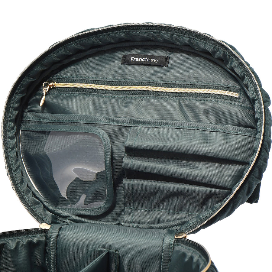 ベロアリボン バニティポーチ L グリーン