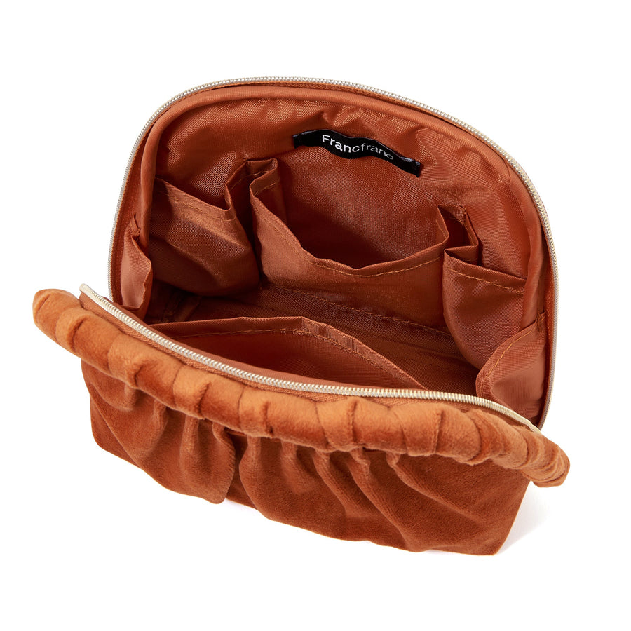 ベロアプリーツ スタンドポーチ オレンジ