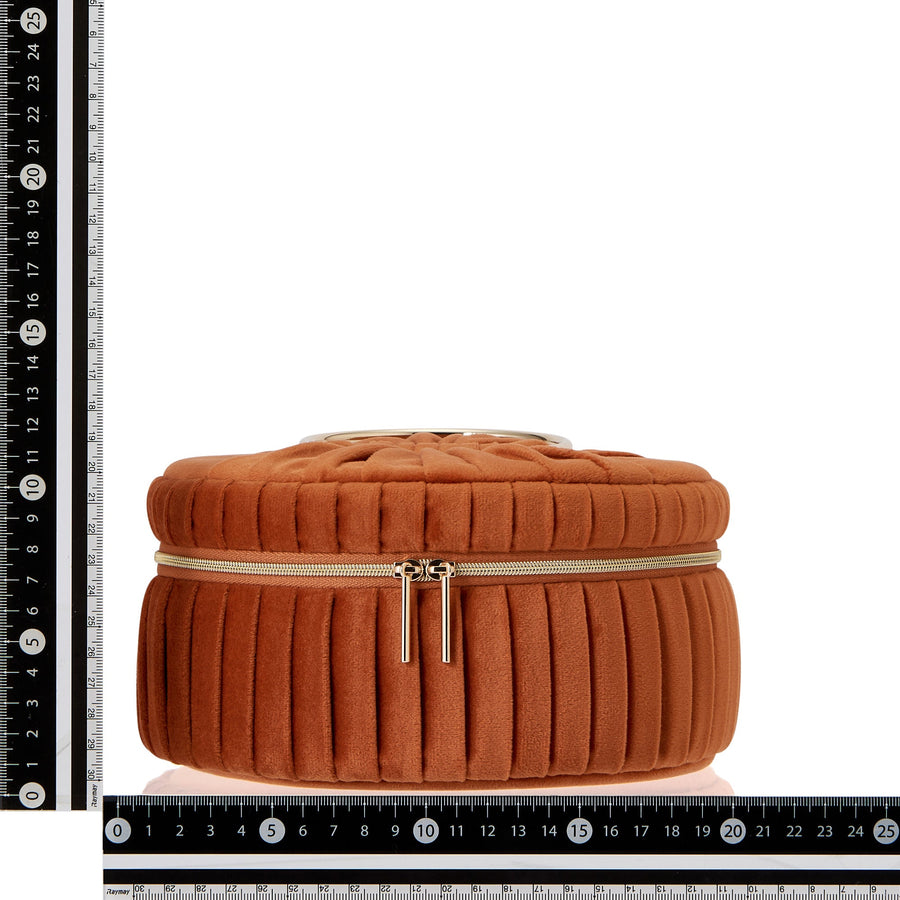 ベロアプリーツ バニティポーチ S オレンジ