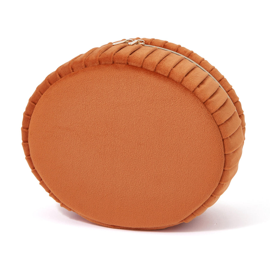 ベロアプリーツ バニティポーチ S オレンジ