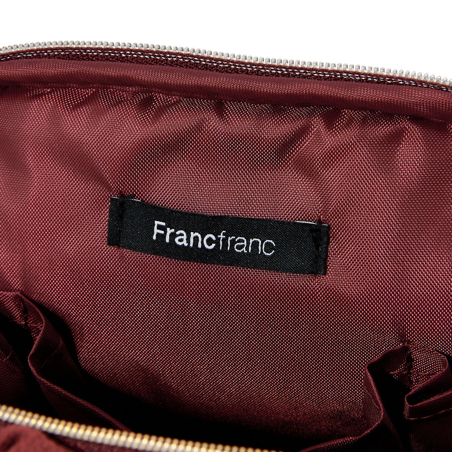 ベロアプリーツ スタンドポーチ ワイン