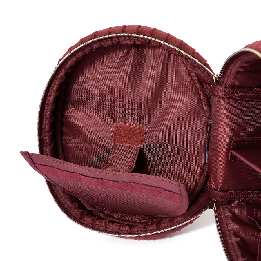 ベロアプリーツ バニティポーチ S ワイン