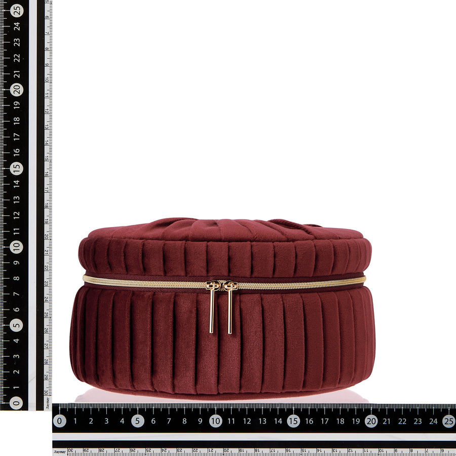 ベロアプリーツ バニティポーチ S ワイン