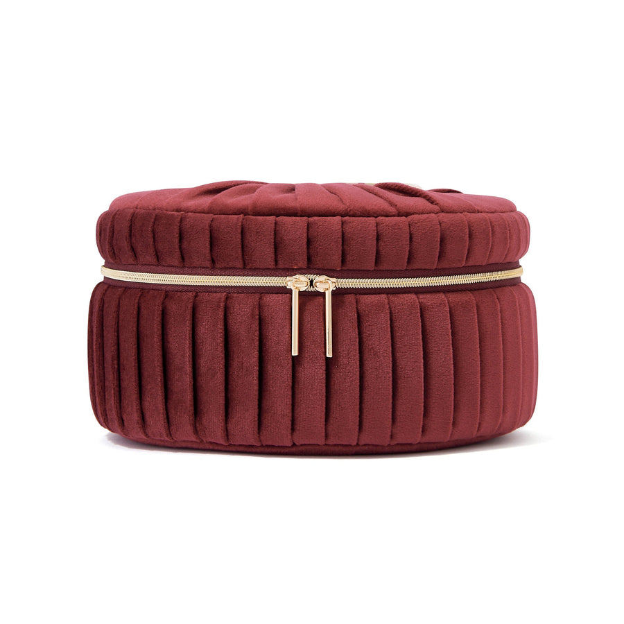 ベロアプリーツ バニティポーチ S ワイン