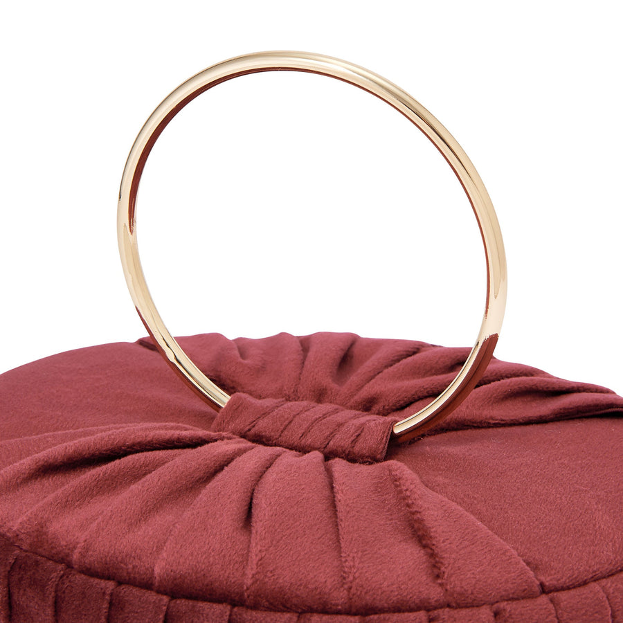 ベロアプリーツ バニティポーチ S ワイン