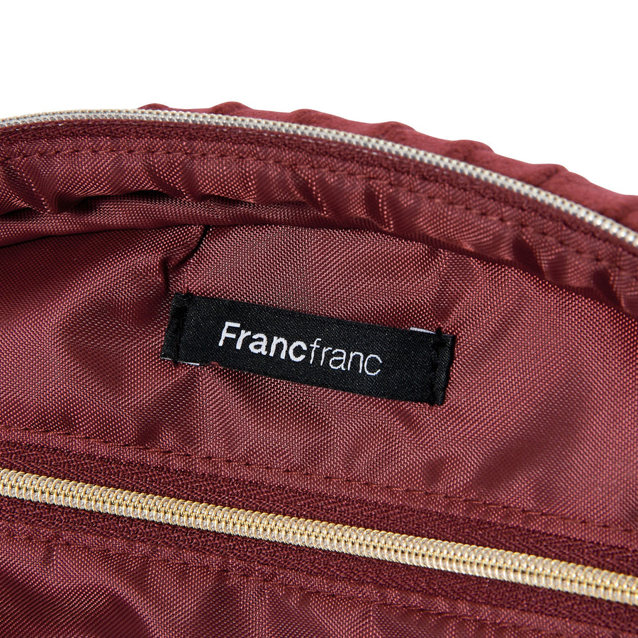 ベロアプリーツ バニティポーチ L ワイン