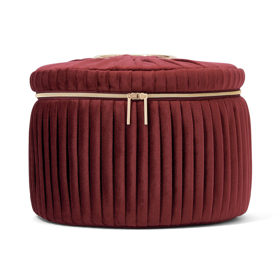 ベロアプリーツ バニティポーチ L ワイン
